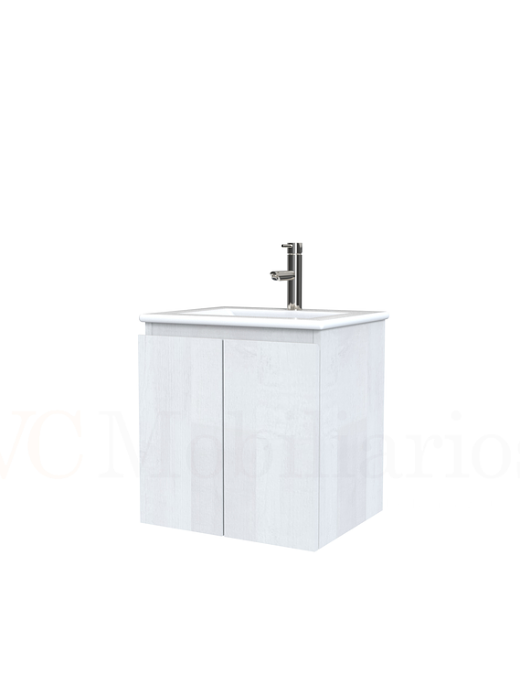 Mueble vanitorio aereo con cubierta de loza de 50 cm  /  M0-501-A / Legno 1