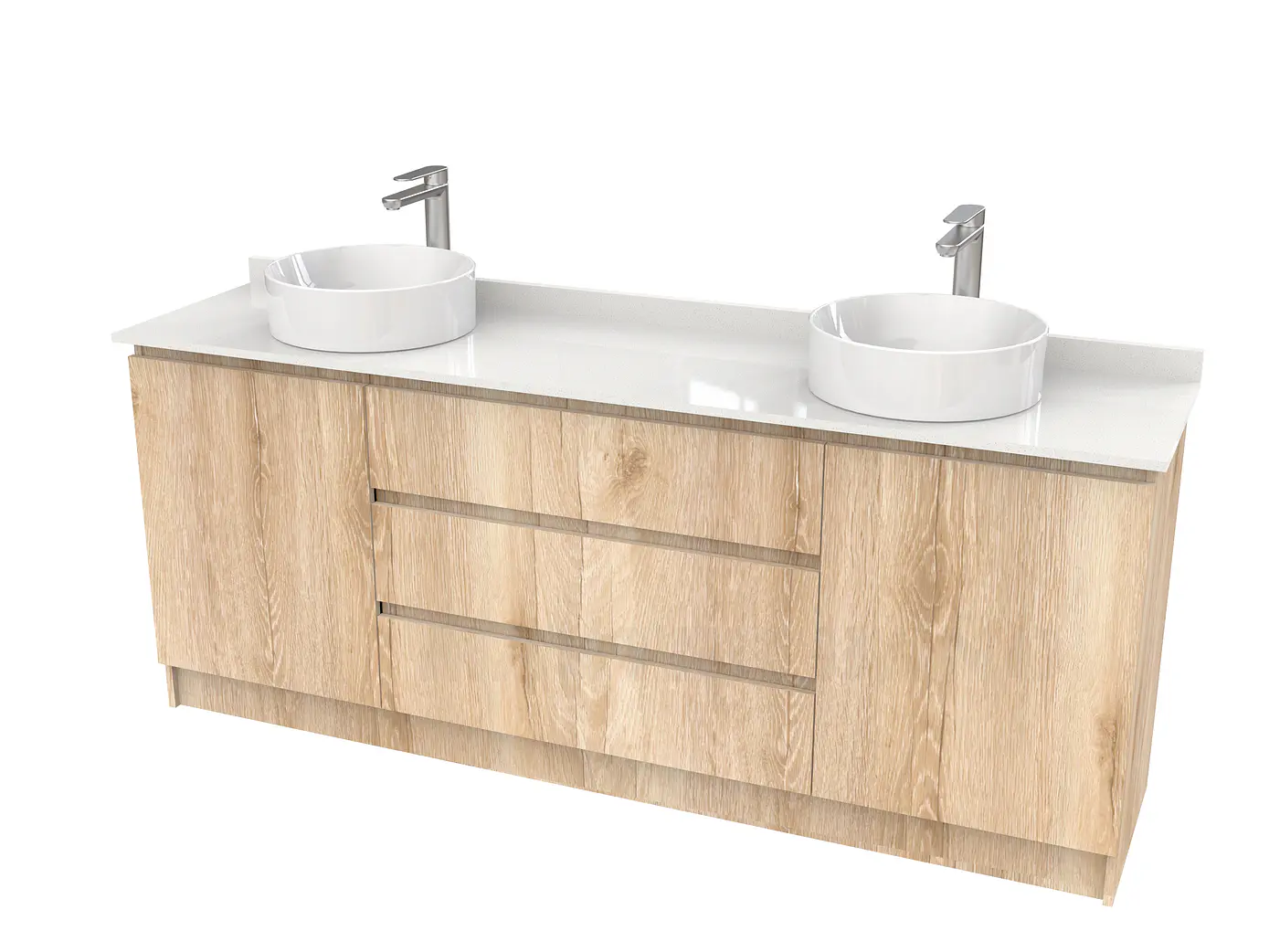 Mueble vanitorio al piso doble para lavamanos de sobreponer de 180cm /  M2-1838-DP / Cava 1