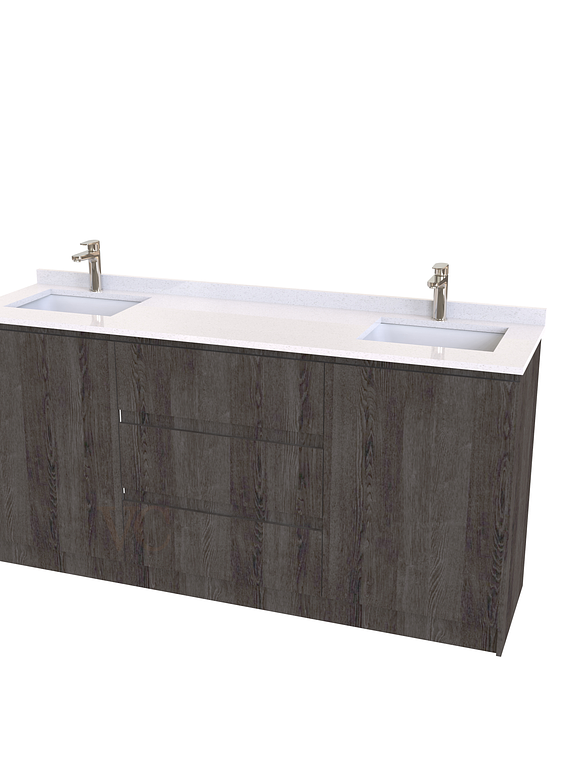 Mueble vanitorio Doble al piso con cubierta de cuarzo  de 160 cm /  M2-1634 -D / Espresso 1