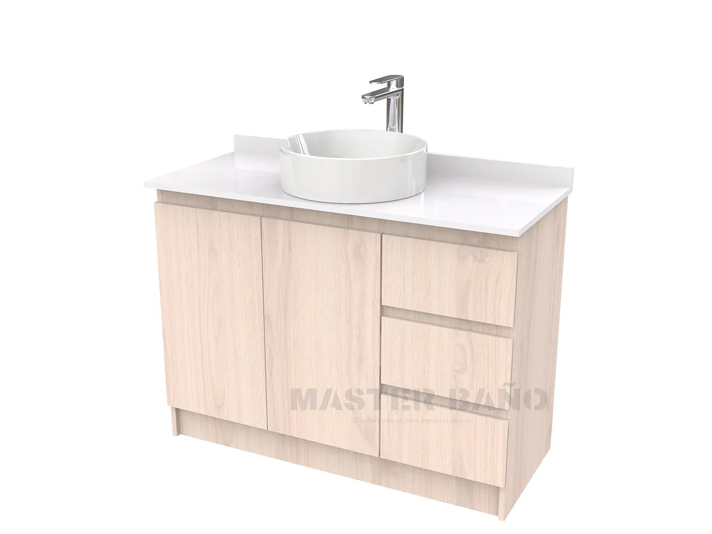 Mueble Vanitorio al piso para lavamanos sobreponer simple de 100 cm M2-1030-SPA / Nougat 1