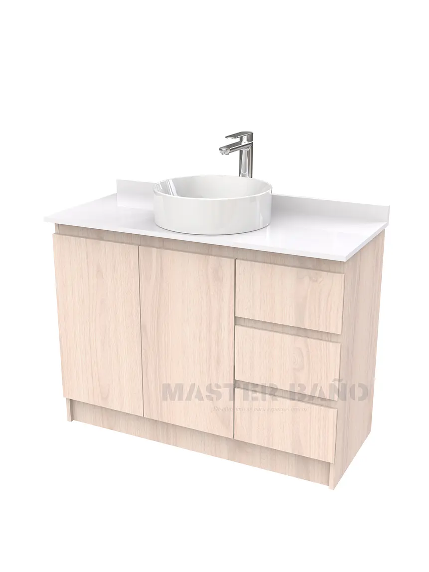 Mueble Vanitorio al piso para lavamanos sobreponer simple de 100 cm M2-1030-SPA / Nougat 1
