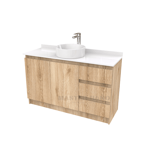 Mueble Vanitorio al piso para lavamanos sobreponer simple de 150 cm M2-1530-SPA / Cava