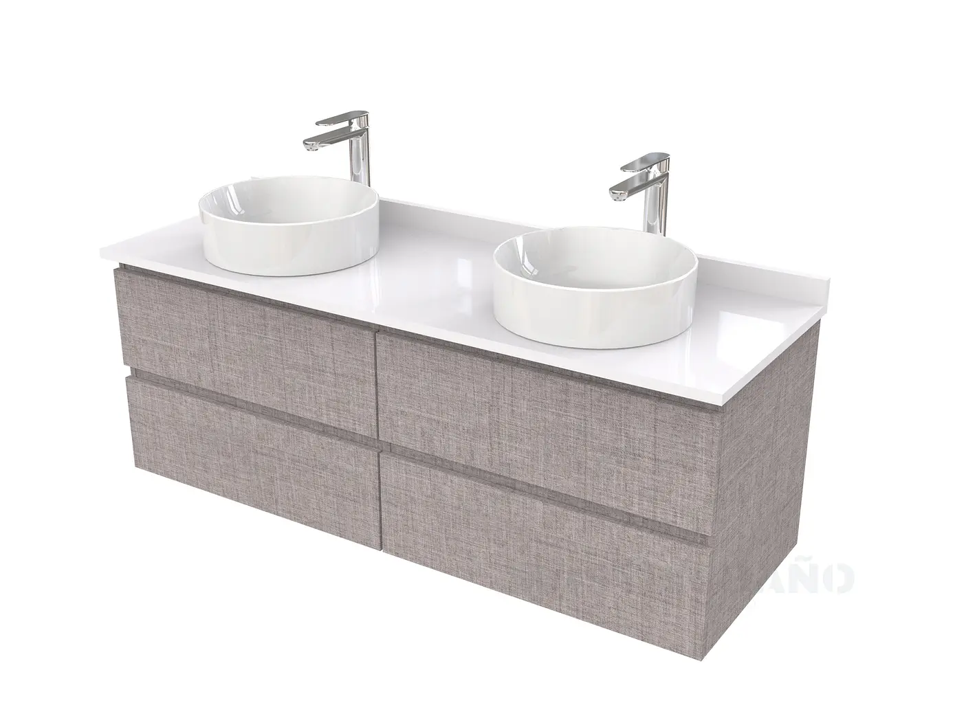 Mueble Vanitorio  para lavamanos sobreponer simple de 160 cm M4-1630-SPA / Notte 1