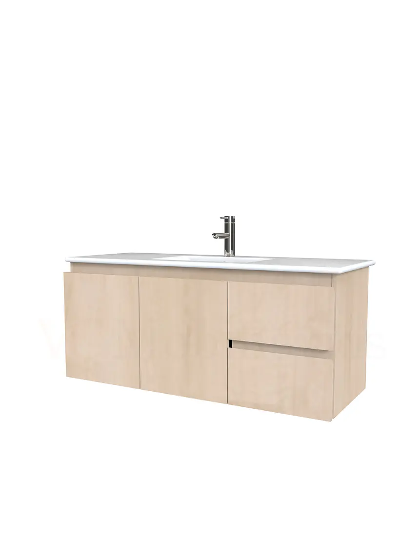 Mueble vanitorio aereo con cubierta de loza de 100 cm / M2-1001-A / Rustico 1