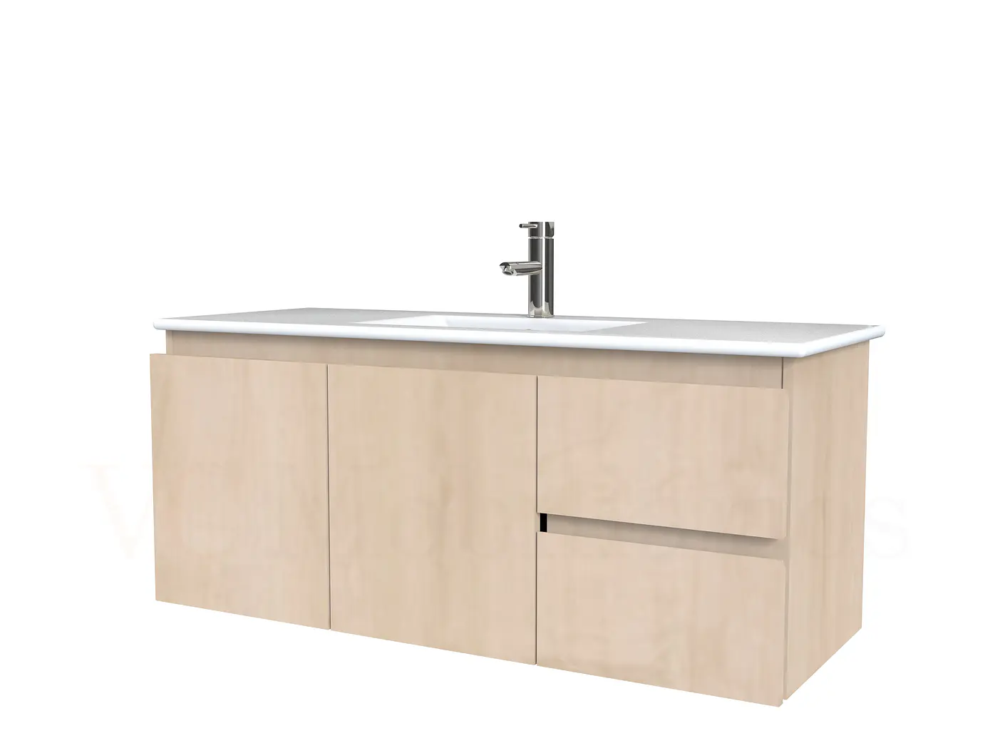 Mueble vanitorio aereo con cubierta de loza de 100 cm / M2-1001-A / Rustico 1