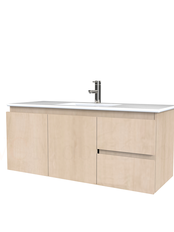 Mueble vanitorio aereo con cubierta de loza de 100 cm / M2-1001-A / Rustico 1