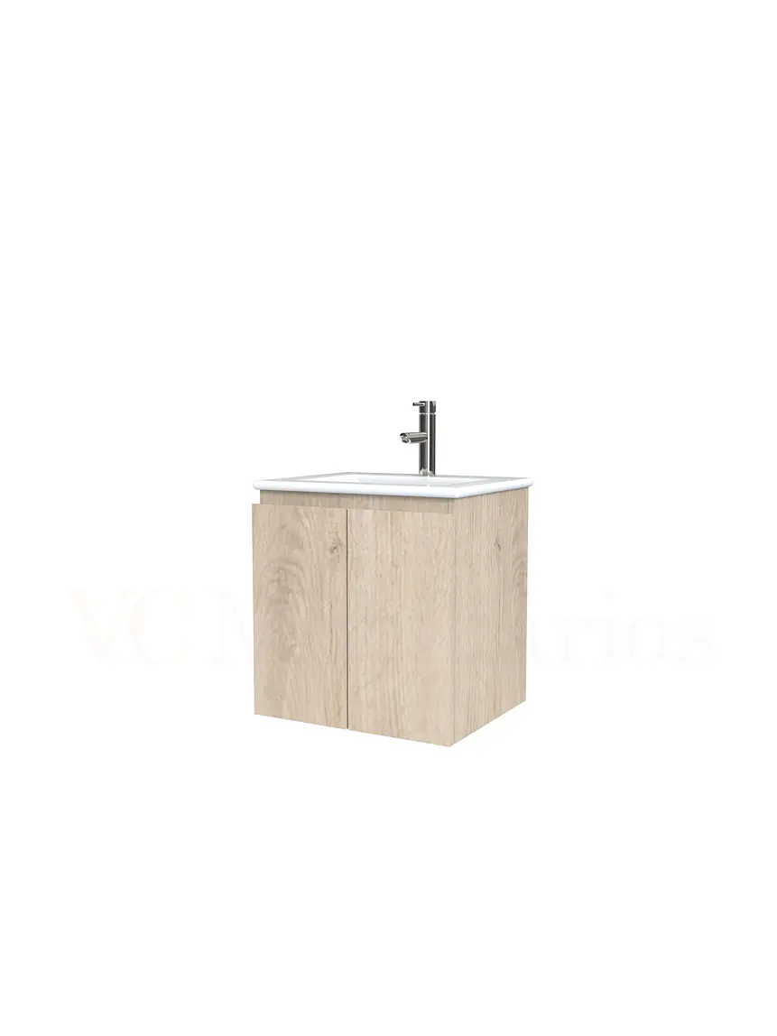 Mueble vanitorio aereo con cubierta de loza de 50 cm  /  M0-501-A / Jerez 1