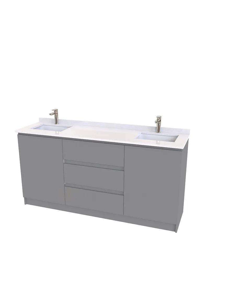 Mueble vanitorio Doble al piso con cubierta de cuarzo  de 160 cm /  M2-1634 -D / Carbon 1