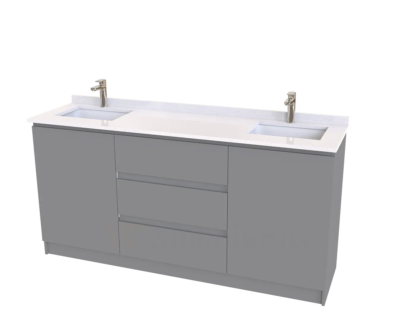 Mueble vanitorio Doble al piso con cubierta de cuarzo  de 160 cm /  M2-1634 -D / Carbon 1