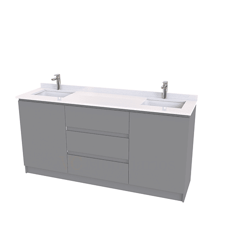 Mueble vanitorio Doble al piso con cubierta de cuarzo  de 160 cm /  M2-1634 -D / Carbon