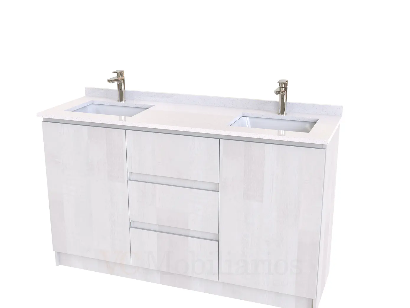 Mueble vanitorio Doble al piso con cubierta de cuarzo  de 150 cm /  M2-1534 -D / Legno 1