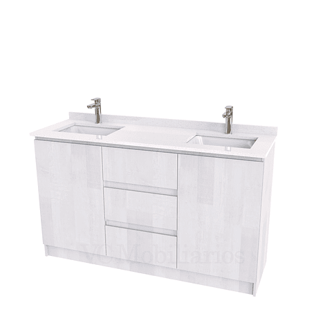 Mueble vanitorio Doble al piso con cubierta de cuarzo  de 150 cm /  M2-1534 -D / Legno