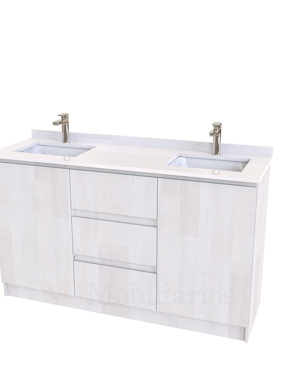 Mueble vanitorio Doble al piso con cubierta de cuarzo  de 150 cm /  M2-1534 -D / Legno 1