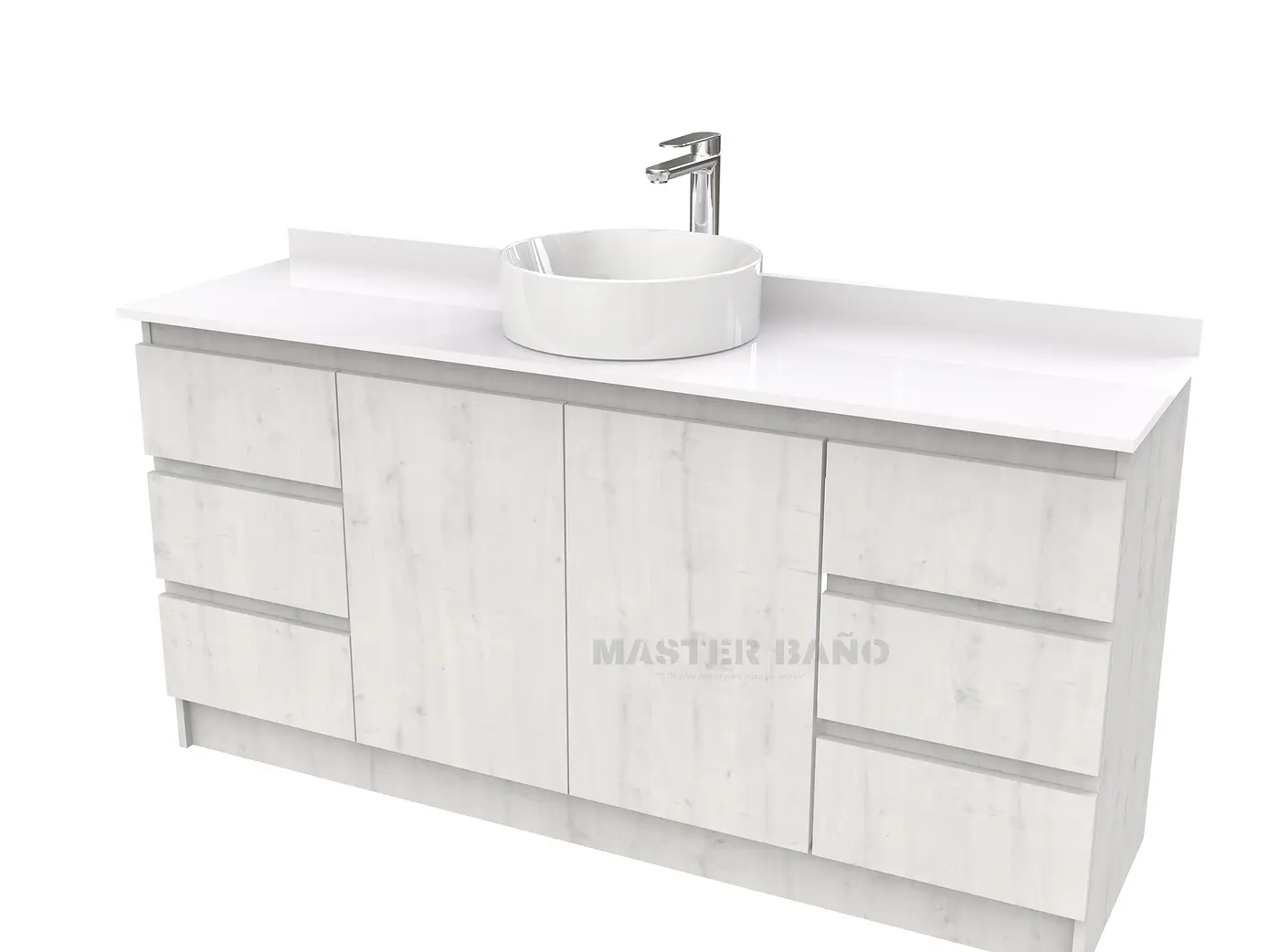 Mueble Vanitorio al piso para lavamanos sobreponer simple de 180 cm M2-1830-SPA / Alaska 1