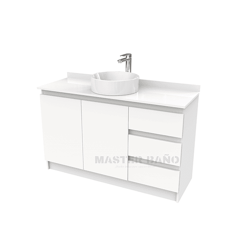 Mueble Vanitorio al piso para lavamanos sobreponer simple de 150 cm M2-1530-SPA / Blanco
