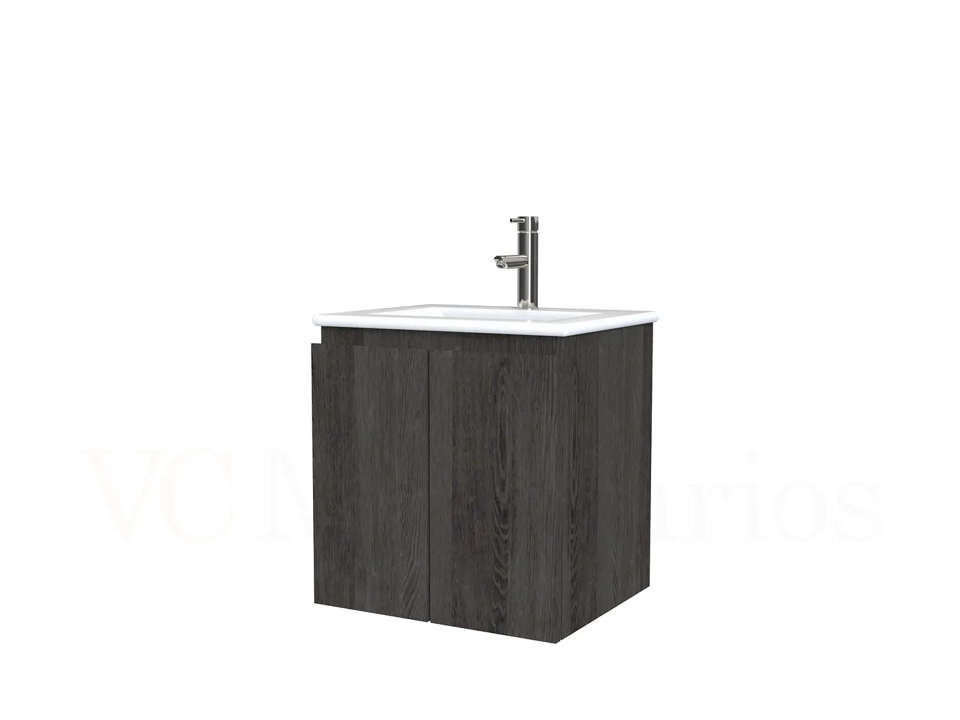 Mueble vanitorio aereo con cubierta de loza de 50 cm  /  M0-501-A / Espresso 1