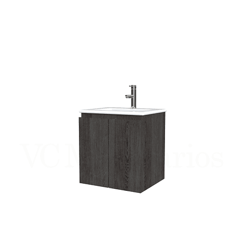 Mueble vanitorio aereo con cubierta de loza de 50 cm  /  M0-501-A / Espresso