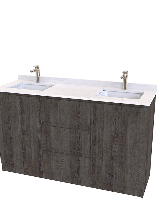 Mueble vanitorio Doble al piso con cubierta de cuarzo  de 150 cm /  M2-1534 -D / Espresso 1