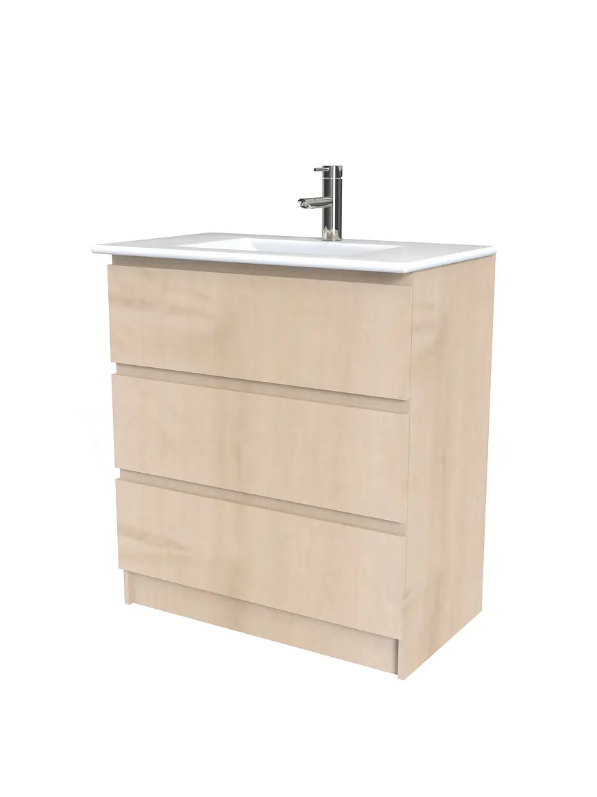 Mueble vanitorio al piso  de 90  cm con cubierta de loza M3-901  / Rustico 1