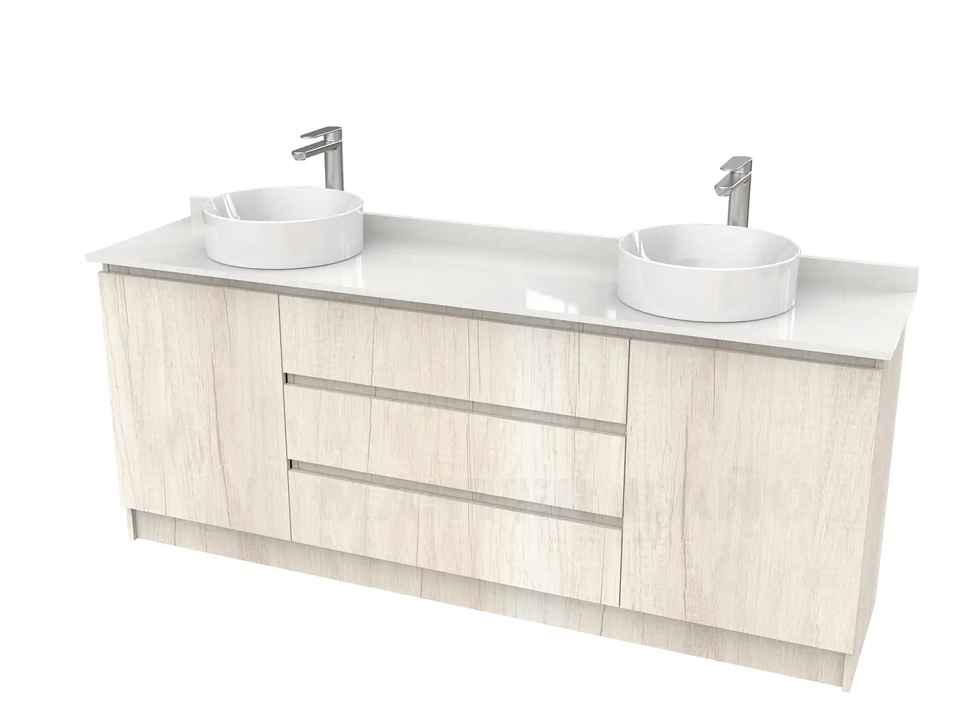 Mueble vanitorio al piso doble para lavamanos de sobreponer de 190cm /  M2-1938-DP / Toscana 1