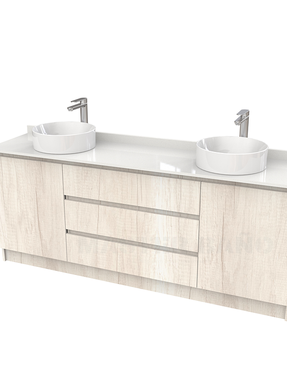 Mueble vanitorio al piso doble para lavamanos de sobreponer de 190cm /  M2-1938-DP / Toscana 1