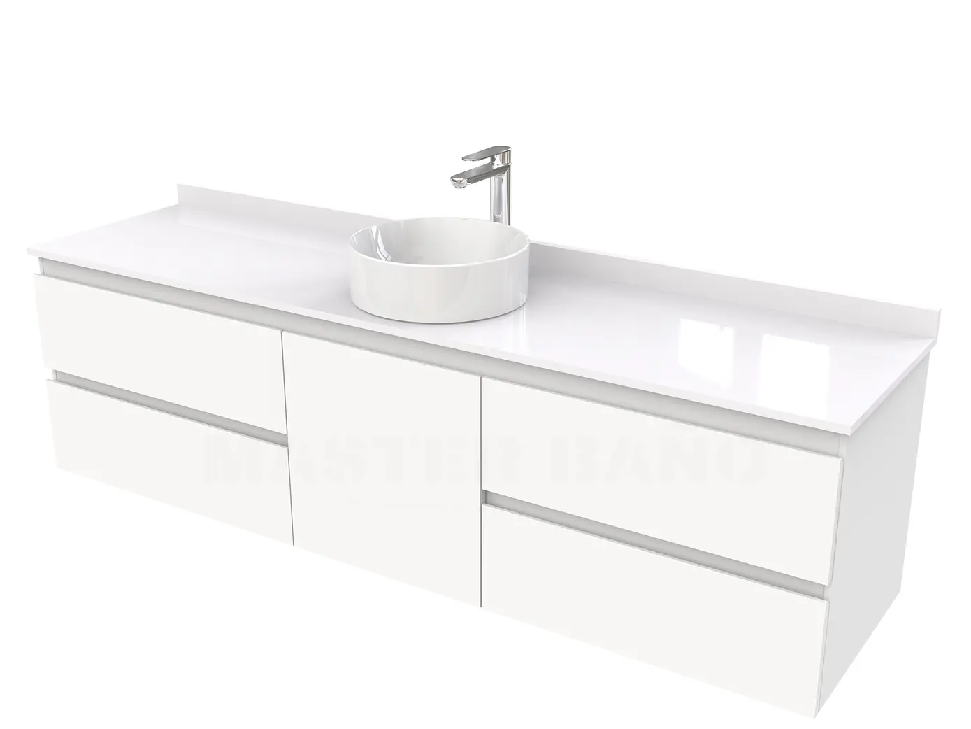 Mueble Vanitorio  aereo para lavamanos sobreponer simple de 170 cm M2-1730-SPA / Blanco 1