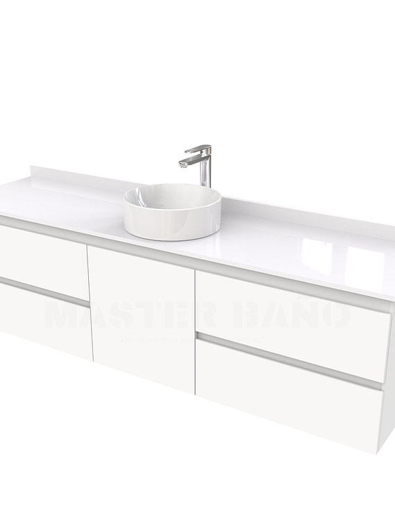 Mueble Vanitorio  aereo para lavamanos sobreponer simple de 170 cm M2-1730-SPA / Blanco 1