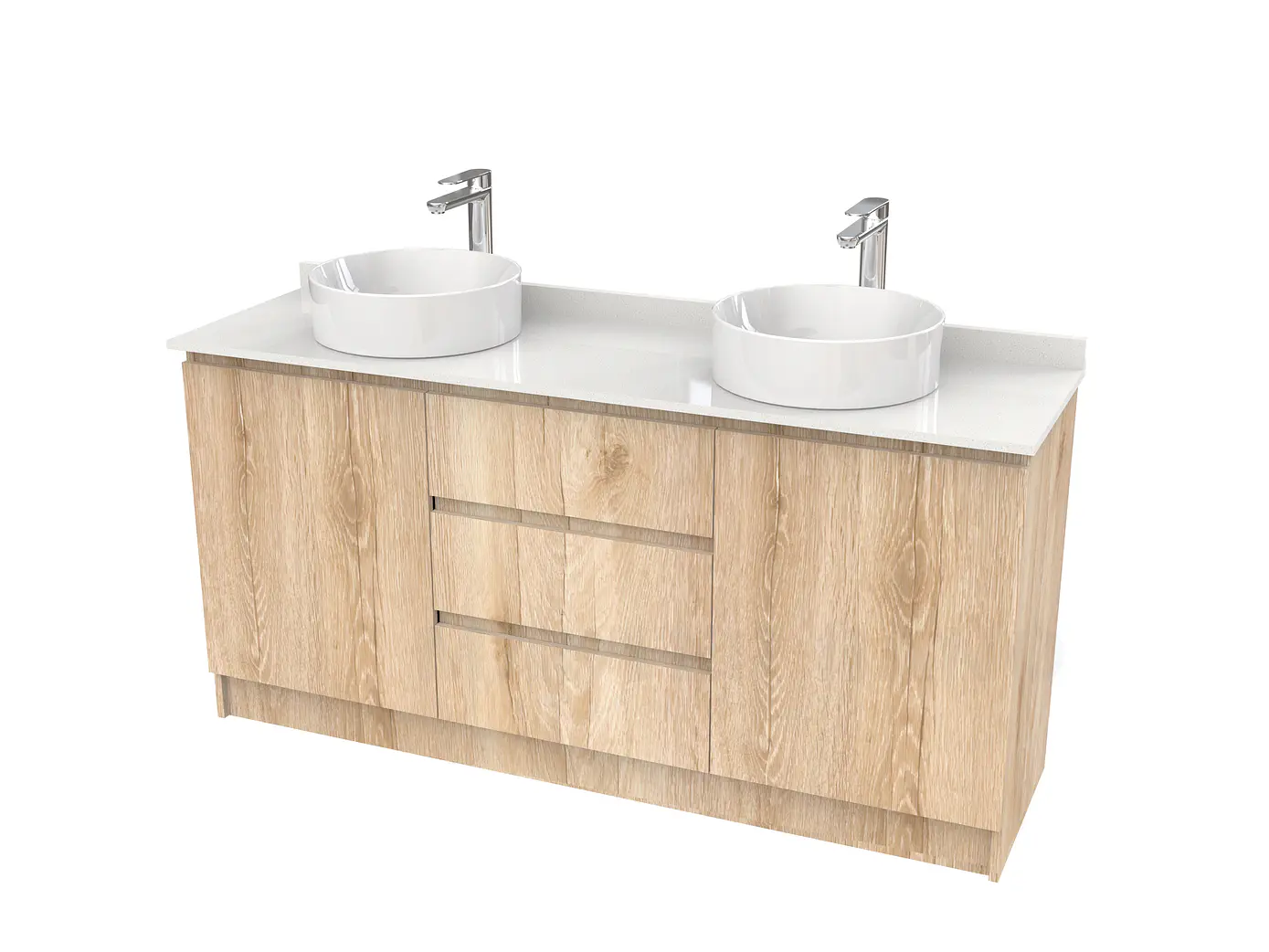 Mueble vanitorio al piso doble para lavamanos de sobreponer de 140cm /  M2-1438-DP / Cava 1