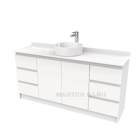 Mueble Vanitorio al piso para lavamanos sobreponer simple de 160 cm M2-1630-SPA / Blanco