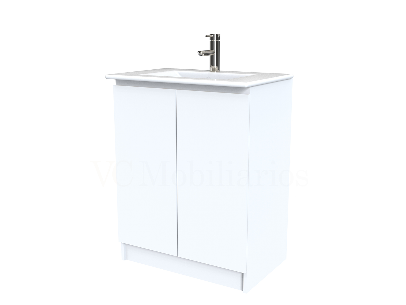 Mueble vanitorio al piso  de 50  cm con cubierta de loza M0-501  / Blanco 1