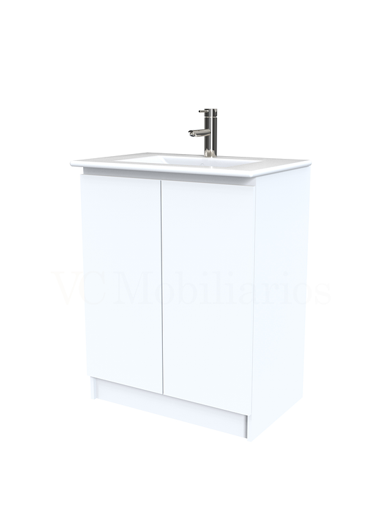 Mueble vanitorio al piso  de 50  cm con cubierta de loza M0-501  / Blanco 1