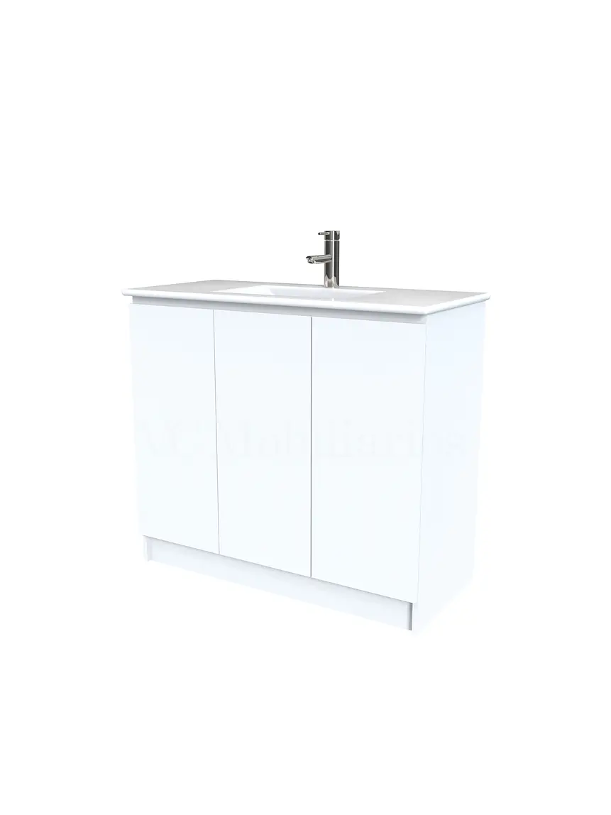 Mueble vanitorio al piso  de 120  cm con cubierta de loza M0-1201  / Blanco 1
