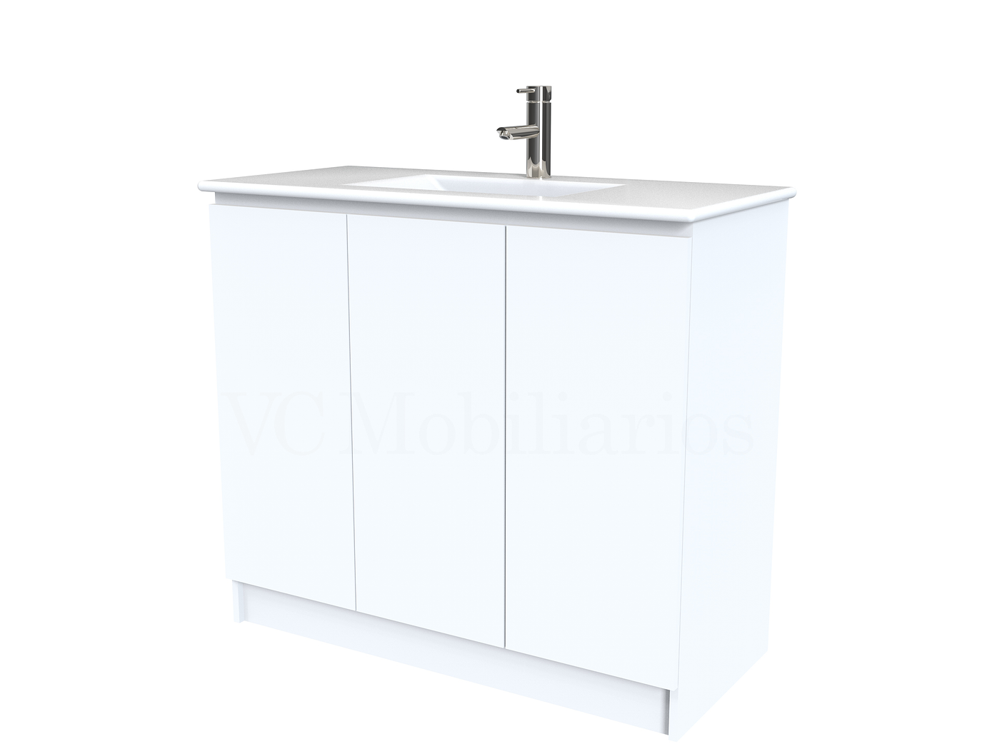 Mueble vanitorio al piso  de 120  cm con cubierta de loza M0-1201  / Blanco 1