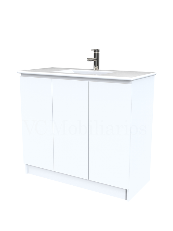Mueble vanitorio al piso  de 120  cm con cubierta de loza M0-1201  / Blanco 1
