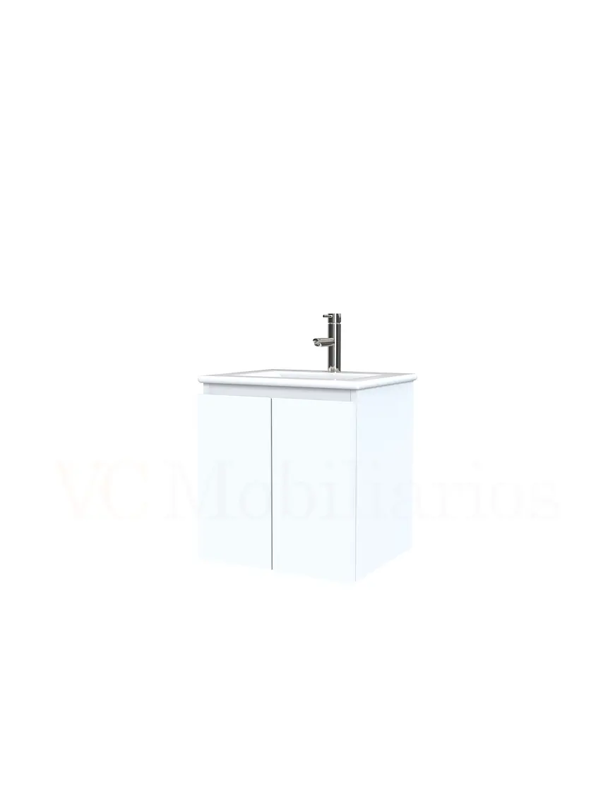 Mueble vanitorio aereo con cubierta de loza de 50 cm  /  M0-501-A / Blanco 1