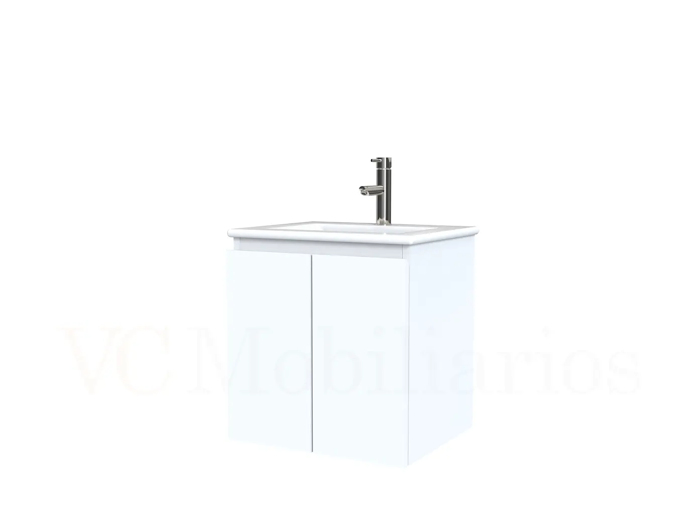 Mueble vanitorio aereo con cubierta de loza de 50 cm  /  M0-501-A / Blanco 1