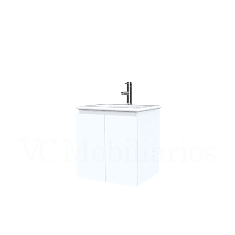 Mueble vanitorio aereo con cubierta de loza de 50 cm  /  M0-501-A / Blanco