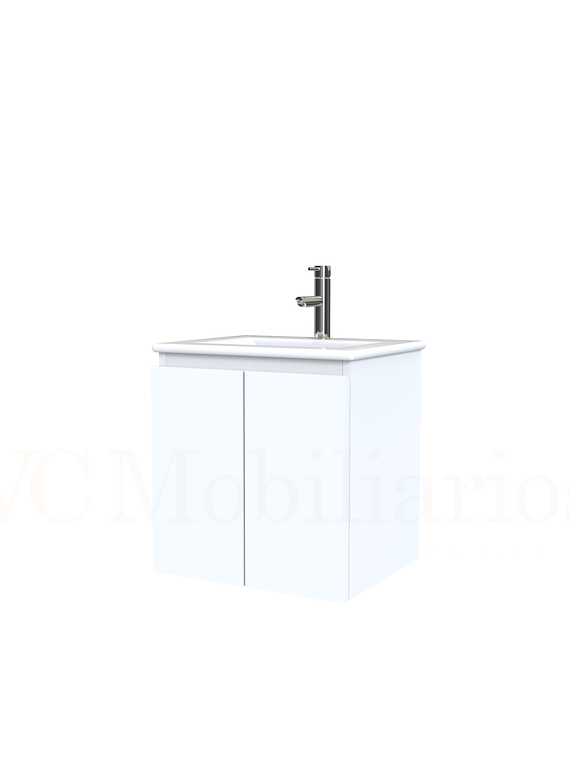Mueble vanitorio aereo con cubierta de loza de 50 cm  /  M0-501-A / Blanco 1