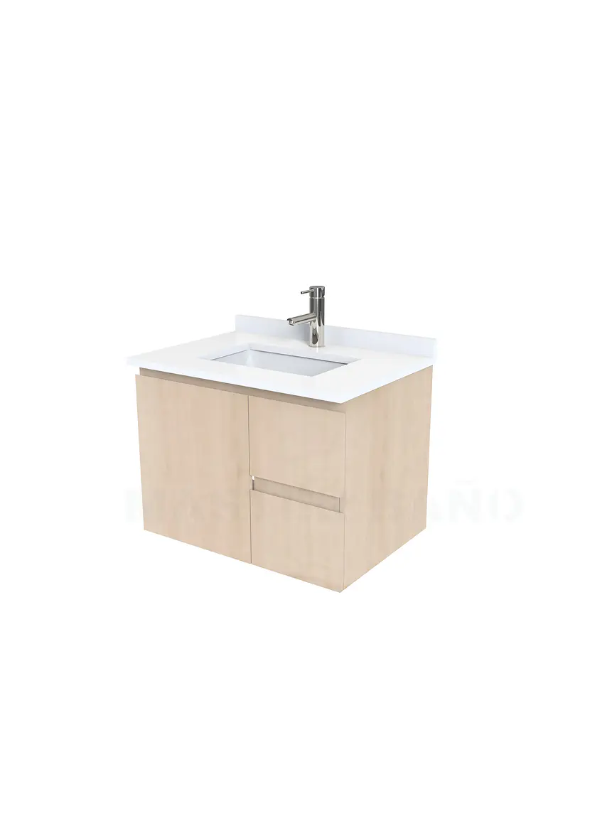 Mueble vanitorio aereo de 70 cm con cubierta de cuarzo / M2-738-A / Rustico 1