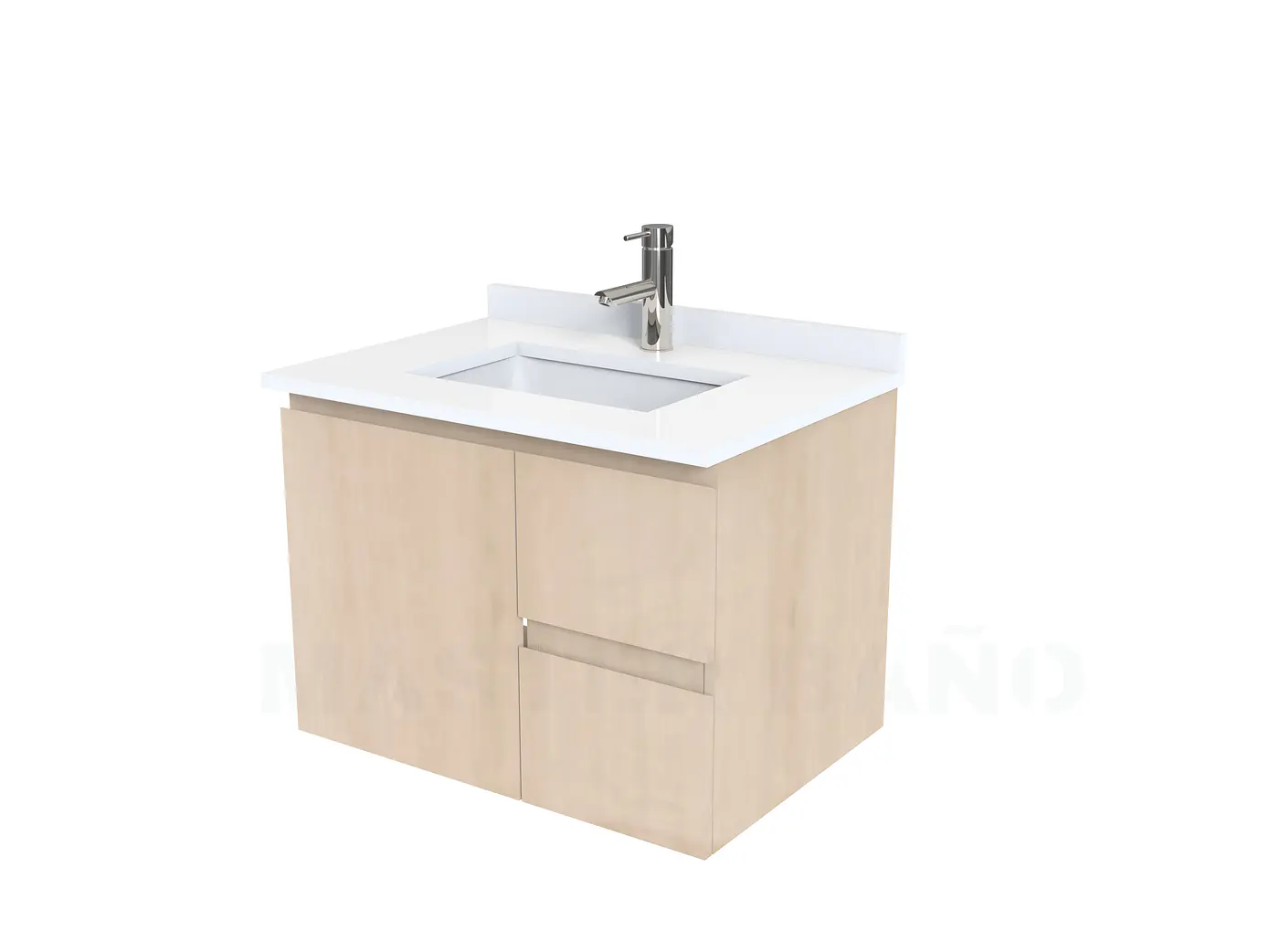 Mueble vanitorio aereo de 70 cm con cubierta de cuarzo / M2-738-A / Rustico 1