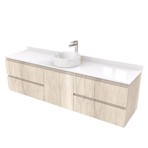 Mueble Vanitorio  aereo para lavamanos sobreponer simple de 180 cm M2-1830-SPA / Toscana