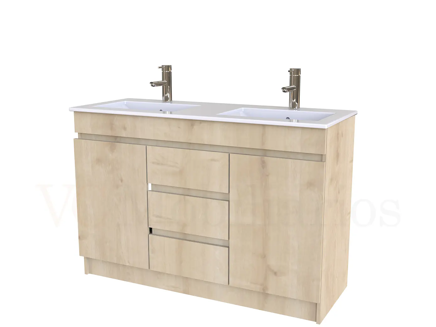 Mueble vanitorio doble al piso de 120 cm con cubierta de loza / M2-1201-D / Rustico 1