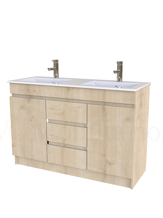 Mueble vanitorio doble al piso de 120 cm con cubierta de loza / M2-1201-D / Rustico 1