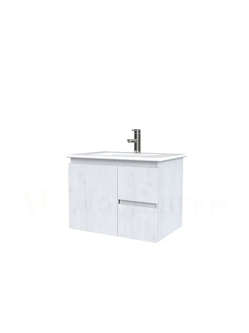 Mueble vanitorio aereo con cubierta de loza de 60 cm  /  M2-601-A / Alaska 1