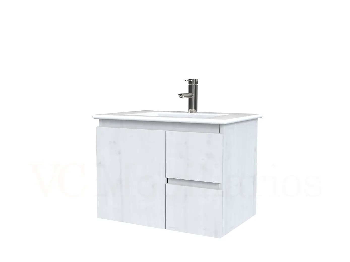 Mueble vanitorio aereo con cubierta de loza de 60 cm  /  M2-601-A / Alaska 1