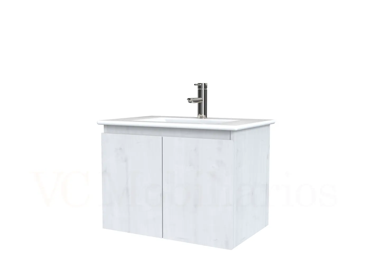 Mueble vanitorio aereo con cubierta de loza de 60 cm  /  M0-601-A / Alaska 1