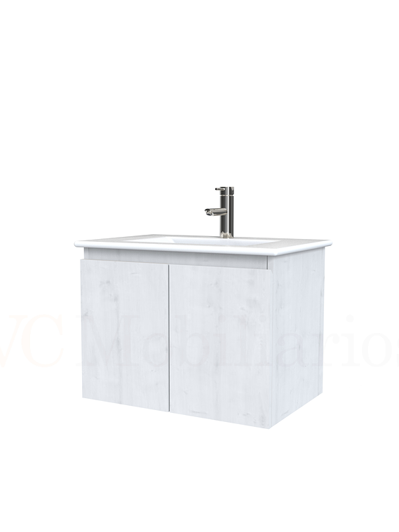 Mueble vanitorio aereo con cubierta de loza de 60 cm  /  M0-601-A / Alaska 1