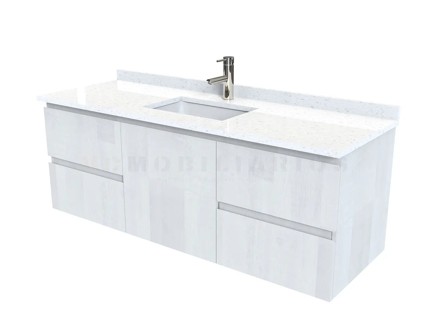 Mueble vanitorio aereo de 140 cm con cubierta de cuarzo / M2-1438-A / Legno 1