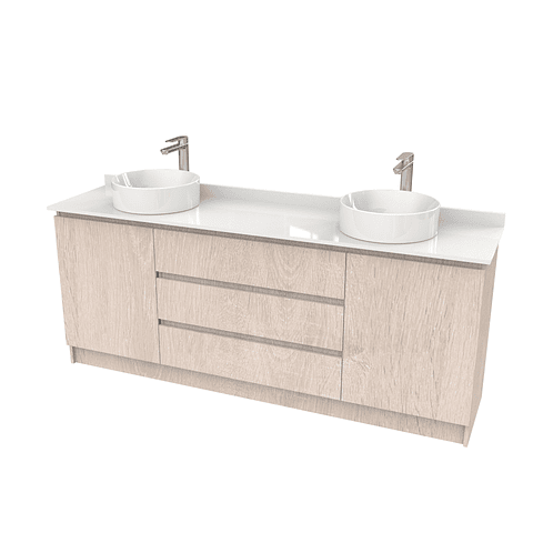 Mueble vanitorio al piso doble para lavamanos de sobreponer de 190cm /  M2-1938-DP / Provenzal