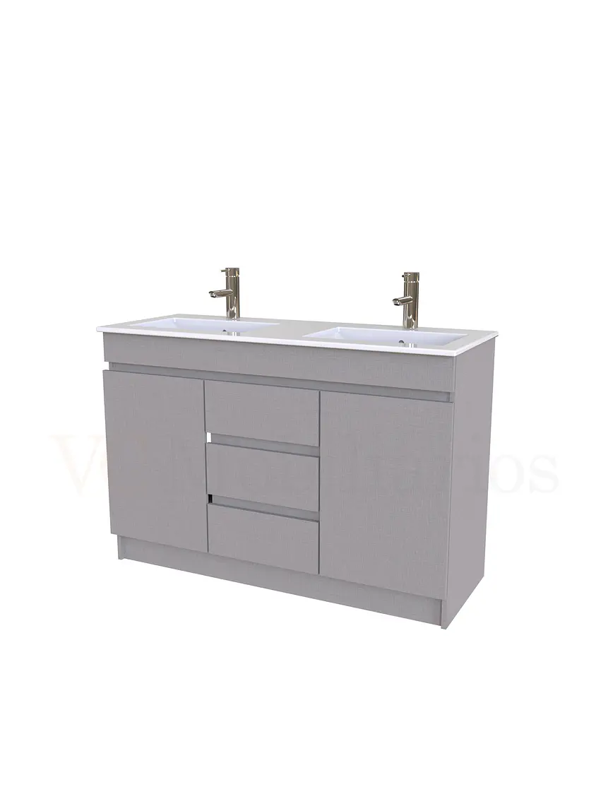 Mueble vanitorio doble al piso de 120 cm con cubierta de loza / M2-1201-D / Notte 1